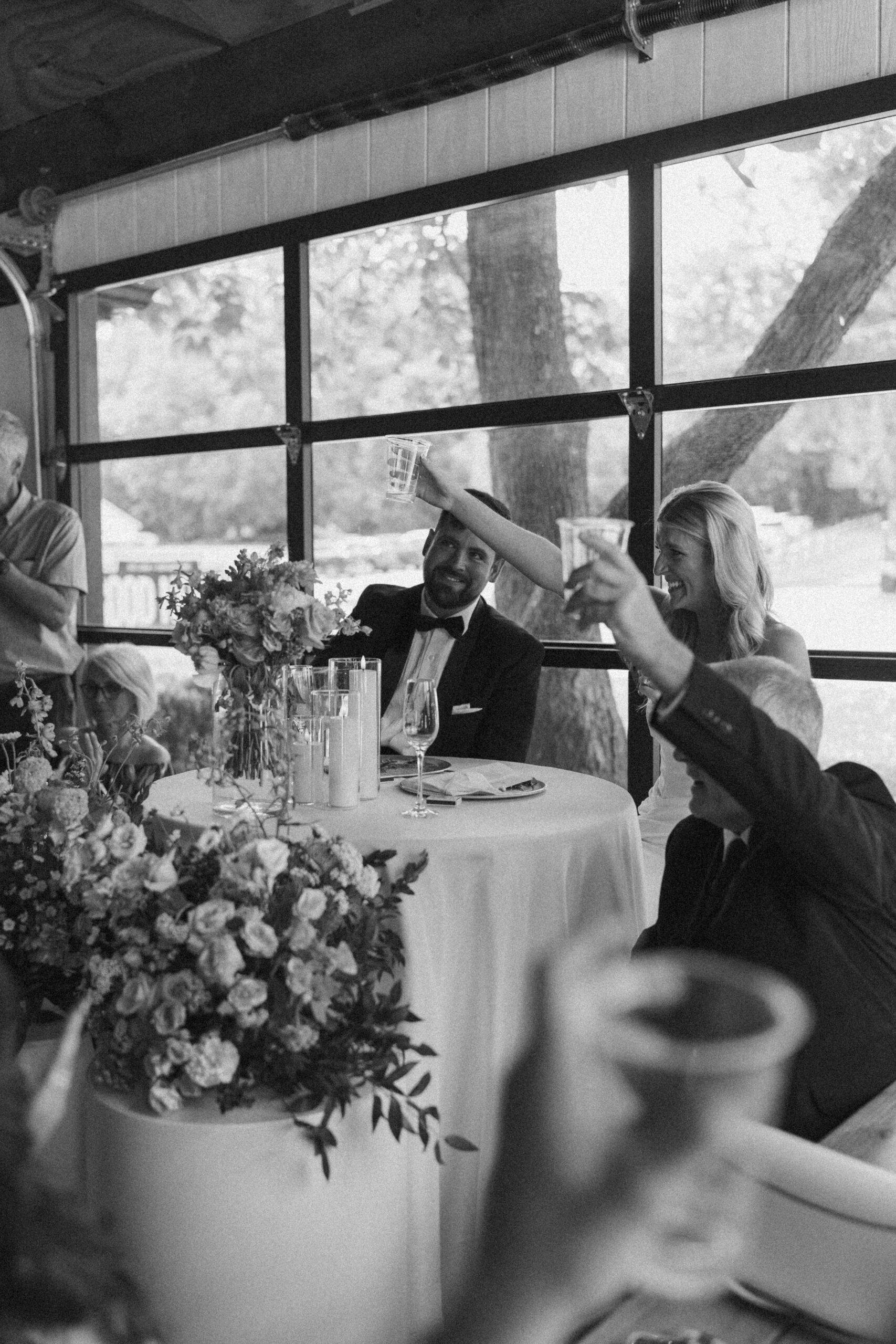intimate wedding reception at good news brewing company in defiance, missouri